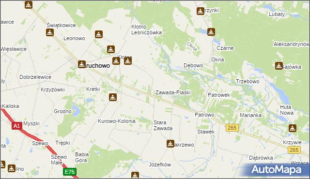 mapa Zawada-Piaski, Zawada-Piaski na mapie Targeo