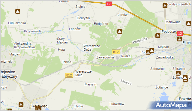 mapa Zawadówka gmina Rejowiec, Zawadówka gmina Rejowiec na mapie Targeo