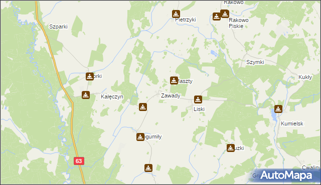 mapa Zawady gmina Pisz, Zawady gmina Pisz na mapie Targeo