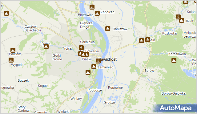 mapa Zawichost, Zawichost na mapie Targeo