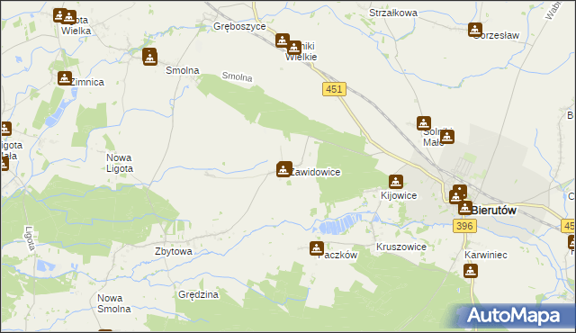 mapa Zawidowice gmina Bierutów, Zawidowice gmina Bierutów na mapie Targeo