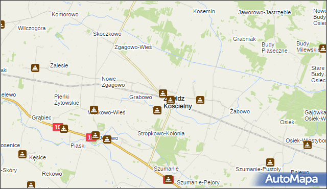 mapa Zawidz Kościelny, Zawidz Kościelny na mapie Targeo