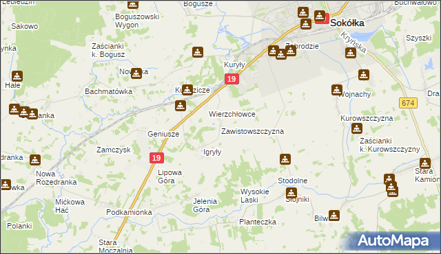 mapa Zawistowszczyzna, Zawistowszczyzna na mapie Targeo