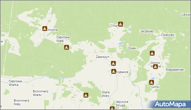 mapa Zawiszyn gmina Rojewo, Zawiszyn gmina Rojewo na mapie Targeo