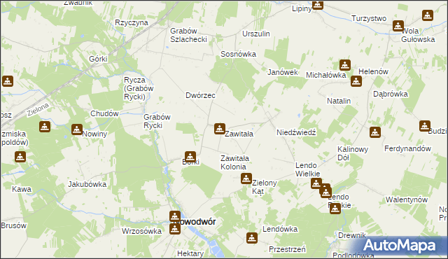 mapa Zawitała, Zawitała na mapie Targeo