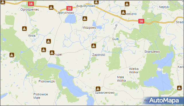 mapa Zazdrość gmina Iława, Zazdrość gmina Iława na mapie Targeo