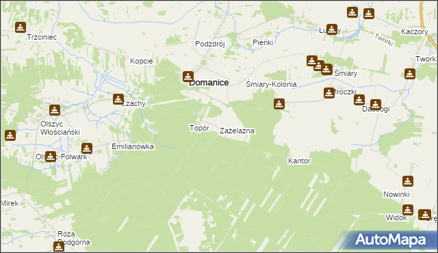 mapa Zażelazna, Zażelazna na mapie Targeo