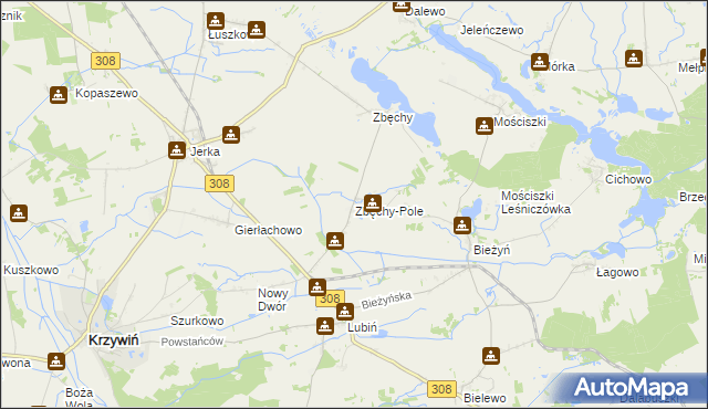 mapa Zbęchy-Pole, Zbęchy-Pole na mapie Targeo