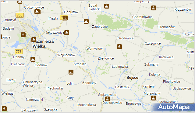 mapa Zbeltowice, Zbeltowice na mapie Targeo