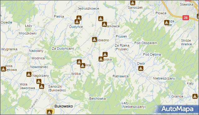 mapa Zboiska gmina Bukowsko, Zboiska gmina Bukowsko na mapie Targeo