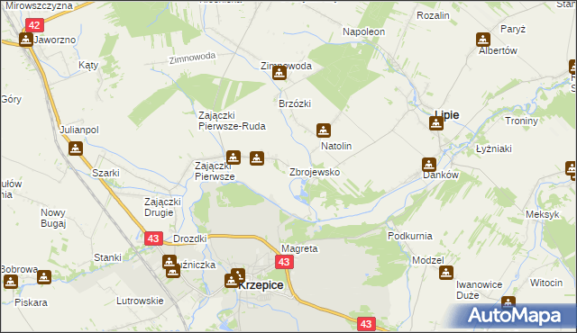 mapa Zbrojewsko, Zbrojewsko na mapie Targeo