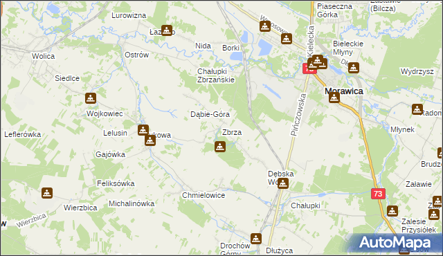 mapa Zbrza gmina Morawica, Zbrza gmina Morawica na mapie Targeo