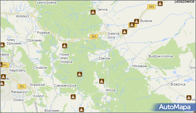 mapa Żdanów gmina Stoszowice, Żdanów gmina Stoszowice na mapie Targeo