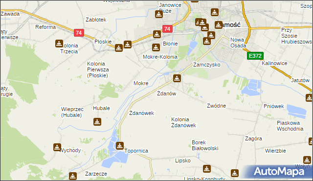mapa Żdanów gmina Zamość, Żdanów gmina Zamość na mapie Targeo