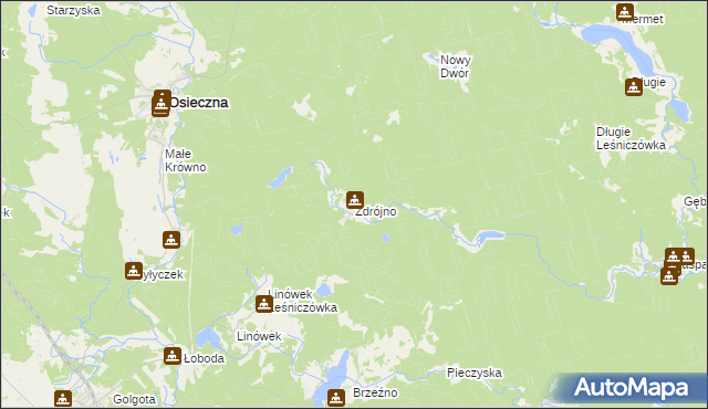 mapa Zdrójno gmina Osieczna, Zdrójno gmina Osieczna na mapie Targeo