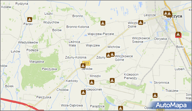 mapa Zduny gmina Łęczyca, Zduny gmina Łęczyca na mapie Targeo