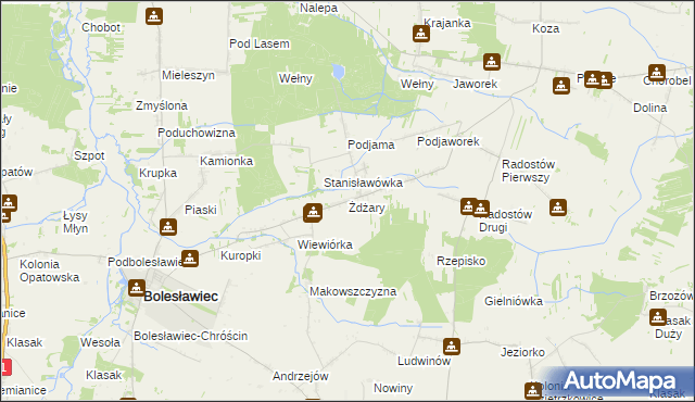 mapa Żdżary gmina Bolesławiec, Żdżary gmina Bolesławiec na mapie Targeo