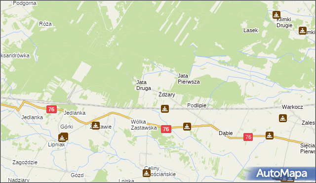 mapa Żdżary gmina Łuków, Żdżary gmina Łuków na mapie Targeo