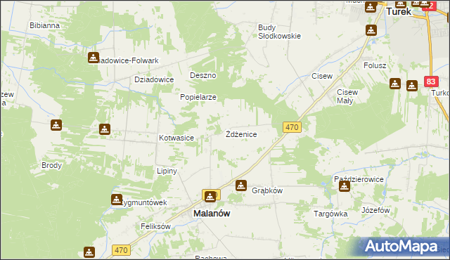 mapa Żdżenice, Żdżenice na mapie Targeo