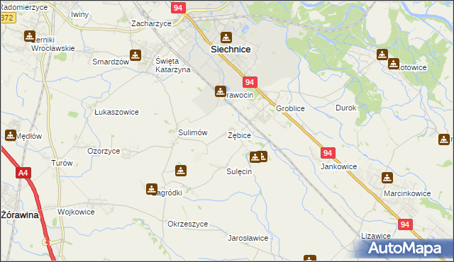 mapa Zębice, Zębice na mapie Targeo