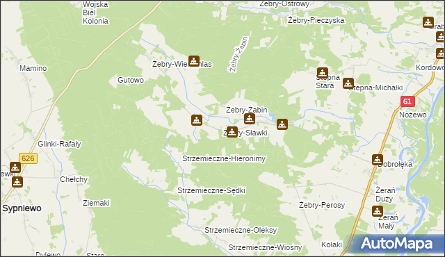 mapa Żebry-Sławki, Żebry-Sławki na mapie Targeo