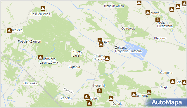 mapa Żelazna Rządowa, Żelazna Rządowa na mapie Targeo