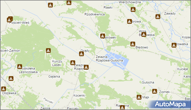 mapa Żelazna Rządowa-Gutocha, Żelazna Rządowa-Gutocha na mapie Targeo