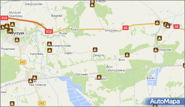 mapa Żelazno gmina Wyrzysk, Żelazno gmina Wyrzysk na mapie Targeo