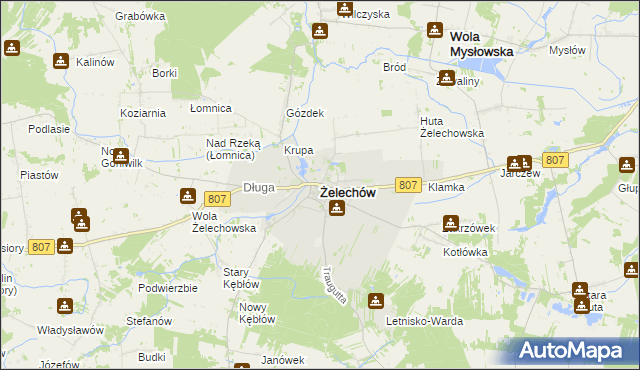 mapa Żelechów powiat garwoliński, Żelechów powiat garwoliński na mapie Targeo