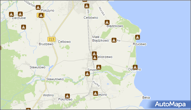 mapa Żelistrzewo, Żelistrzewo na mapie Targeo