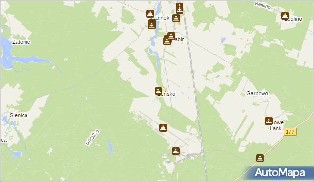 mapa Żeńsko gmina Wierzchowo, Żeńsko gmina Wierzchowo na mapie Targeo