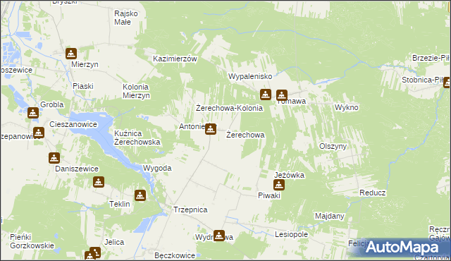 mapa Żerechowa, Żerechowa na mapie Targeo