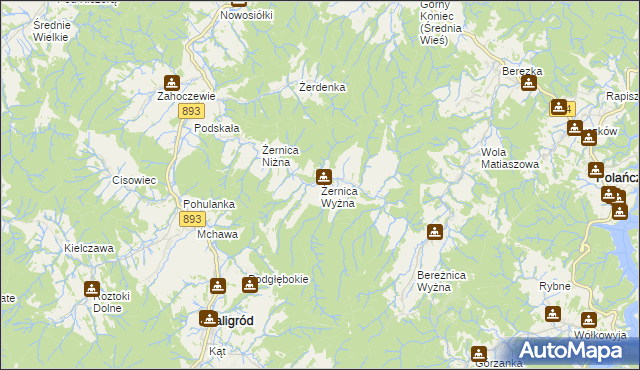 mapa Żernica Wyżna, Żernica Wyżna na mapie Targeo