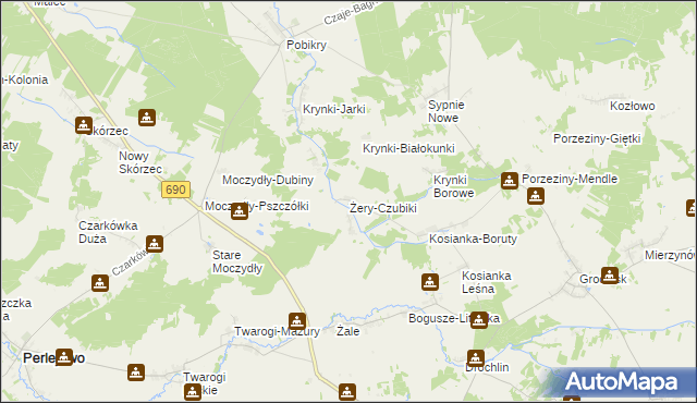 mapa Żery-Czubiki, Żery-Czubiki na mapie Targeo