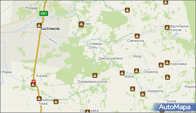 mapa Zgierszczańskie, Zgierszczańskie na mapie Targeo