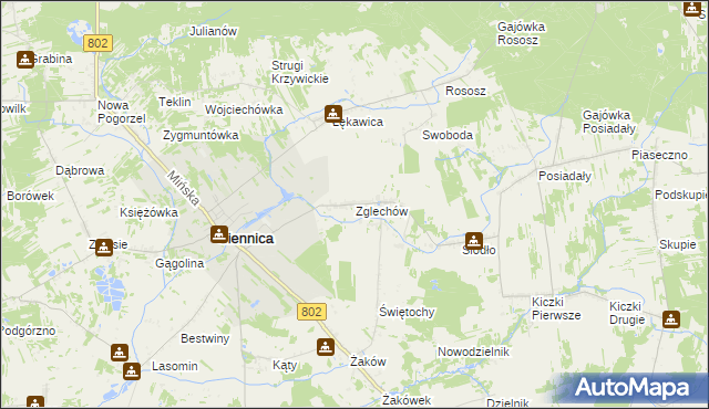 mapa Zglechów, Zglechów na mapie Targeo