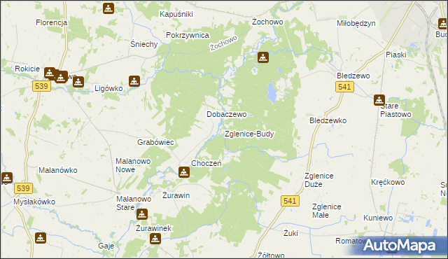 mapa Zglenice-Budy, Zglenice-Budy na mapie Targeo