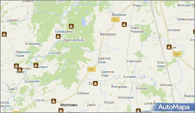 mapa Zglenice Duże, Zglenice Duże na mapie Targeo