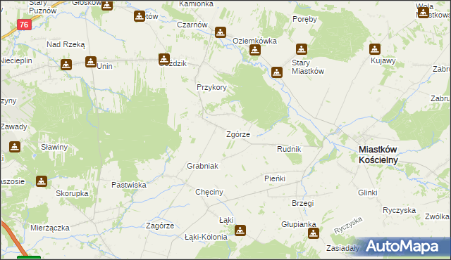 mapa Zgórze gmina Miastków Kościelny, Zgórze gmina Miastków Kościelny na mapie Targeo