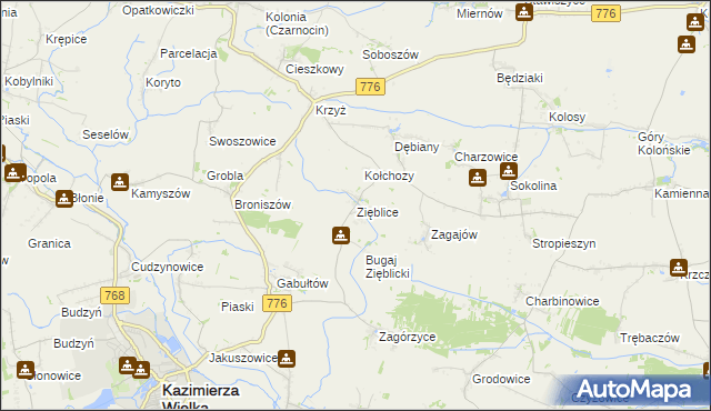 mapa Zięblice, Zięblice na mapie Targeo