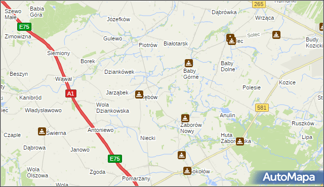 mapa Zieleniec gmina Gostynin, Zieleniec gmina Gostynin na mapie Targeo