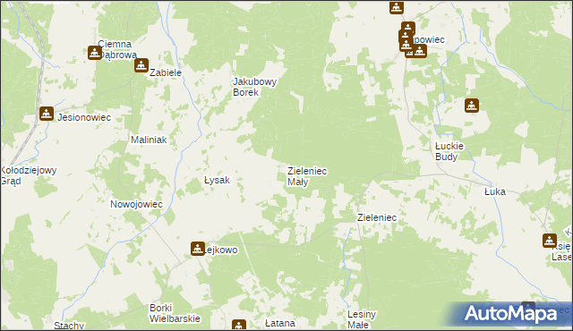 mapa Zieleniec Mały, Zieleniec Mały na mapie Targeo