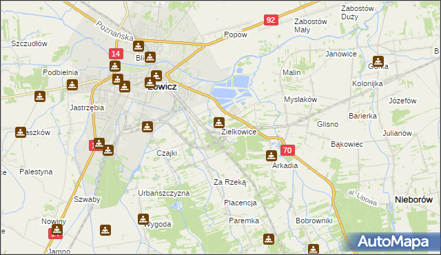 mapa Zielkowice, Zielkowice na mapie Targeo