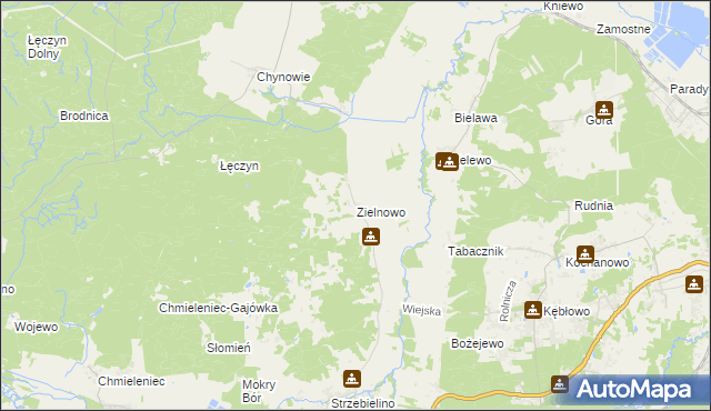 mapa Zielnowo gmina Luzino, Zielnowo gmina Luzino na mapie Targeo