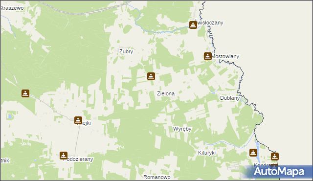 mapa Zielona gmina Gródek, Zielona gmina Gródek na mapie Targeo