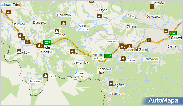 mapa Zielone Ludowe, Zielone Ludowe na mapie Targeo