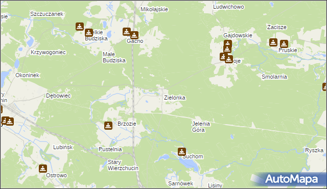 mapa Zielonka gmina Cekcyn, Zielonka gmina Cekcyn na mapie Targeo