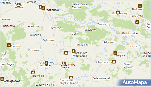 mapa Zieluminek, Zieluminek na mapie Targeo