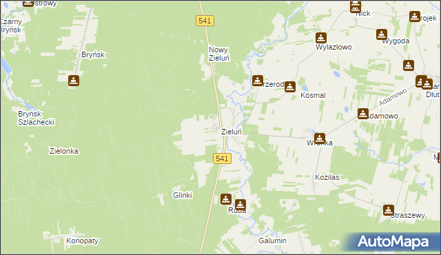 mapa Zieluń, Zieluń na mapie Targeo