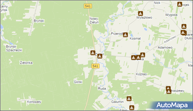 mapa Zieluń-Osada, Zieluń-Osada na mapie Targeo